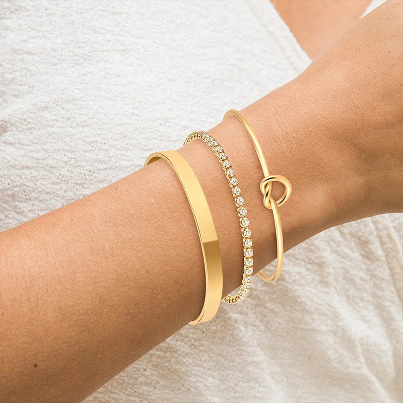 3Pcs Gold Plated Bracelets