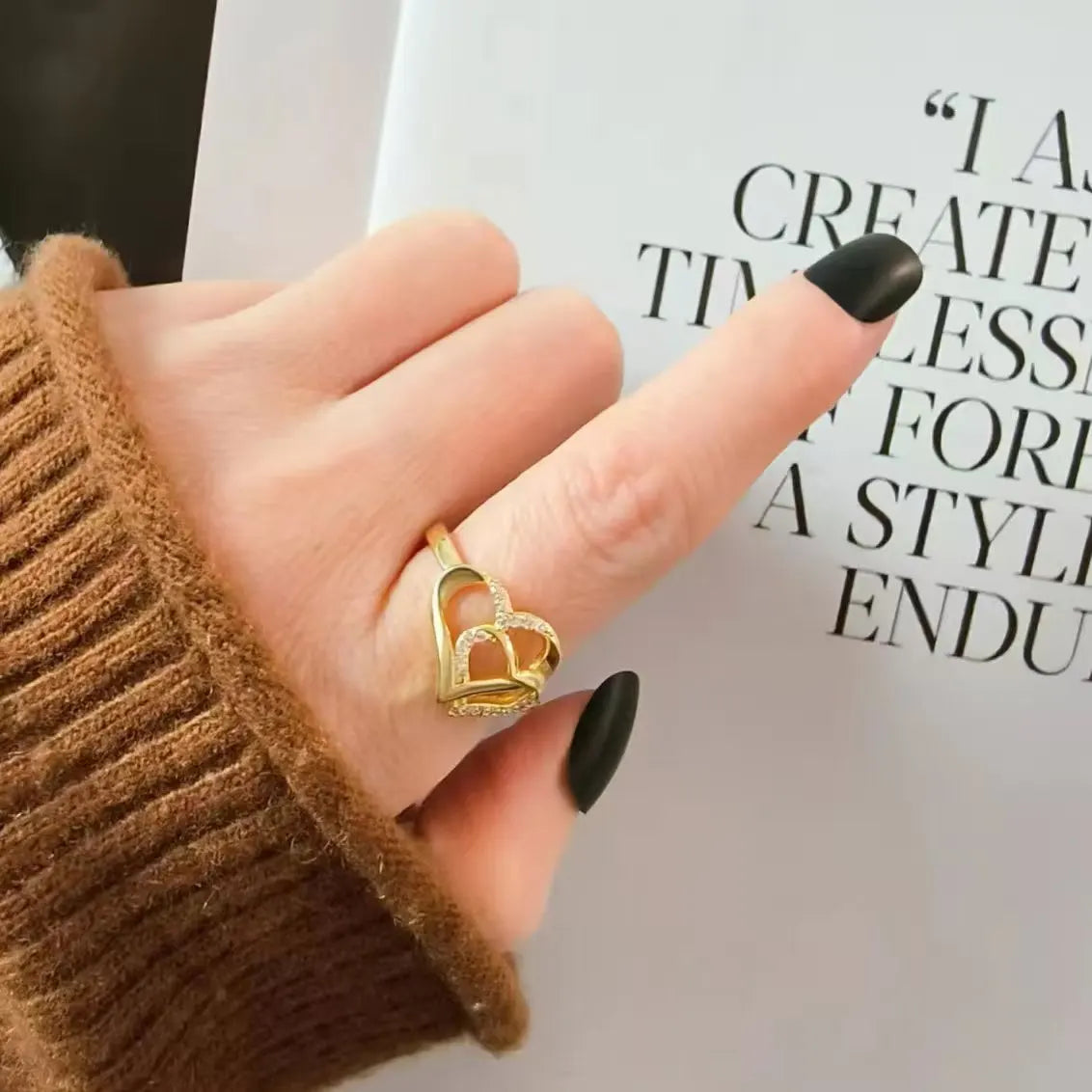 pair of heart-shaped rings for women