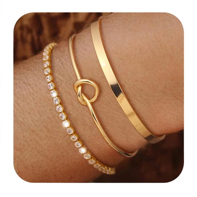 3Pcs Gold Plated Bracelets