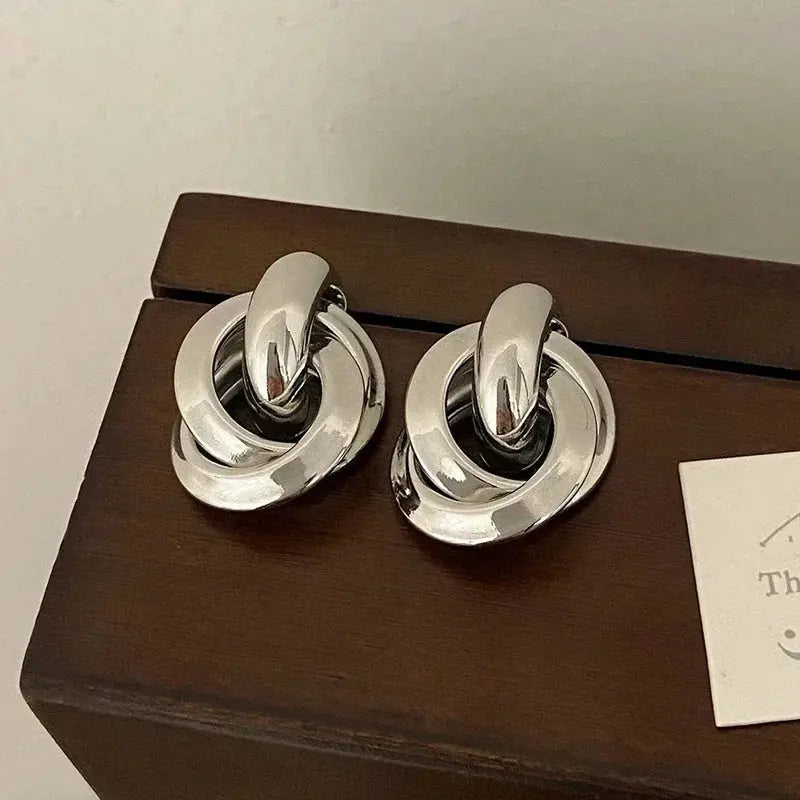 Real 925 Sterling Silver 18K Round Stud Earrings For Women - Aurellia