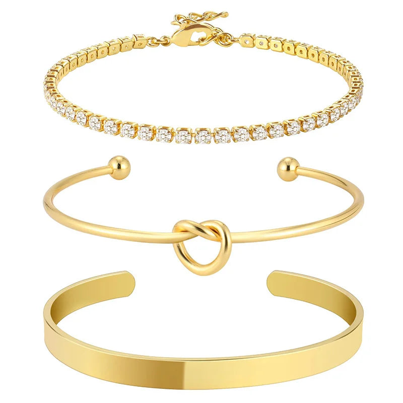 3Pcs Gold Plated Bracelets