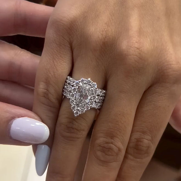 Aurellia Pear Halo 3PC Set White Gold