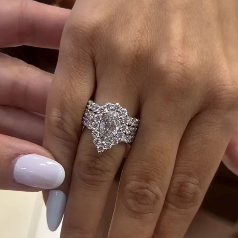 Aurellia Pear Halo 3PC Set White Gold