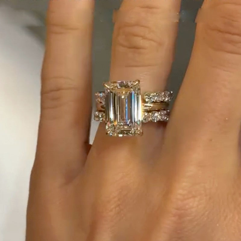 Aurellia Emerald 3PC Open Band Set White Gold