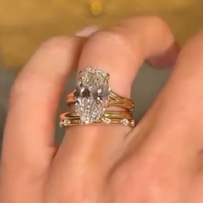 Aurellia Oval Split Shank 3PC Set Yellow Gold