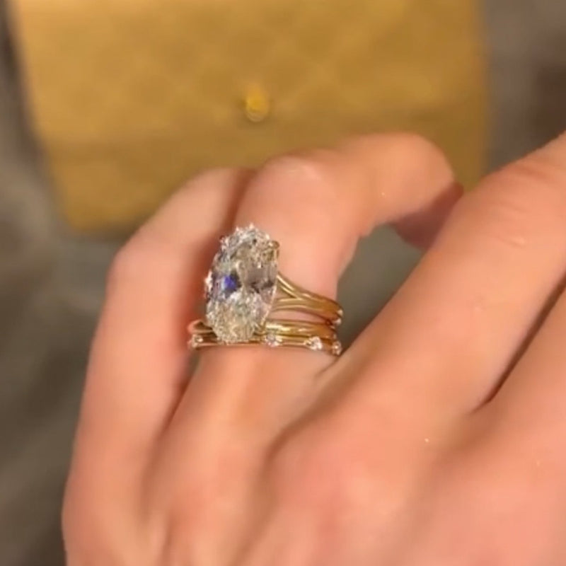 Aurellia Oval Split Shank 3PC Set White Gold