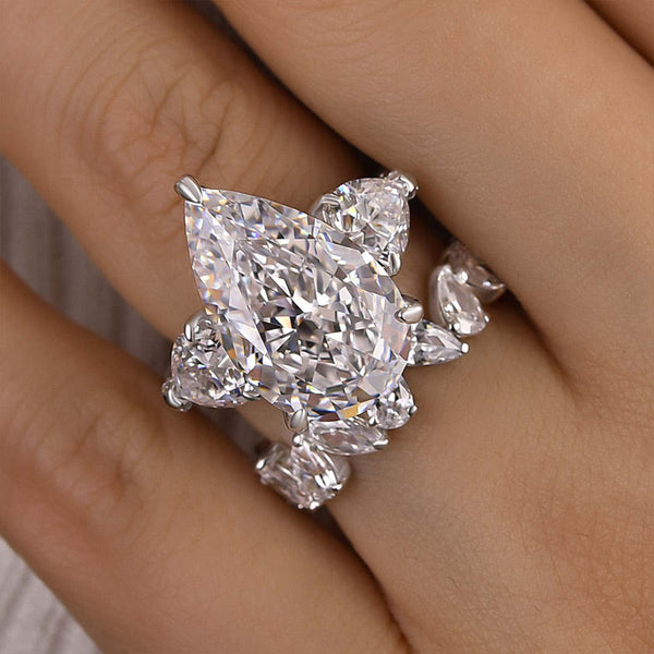 Aurellia Pear Three Stone Set White Gold