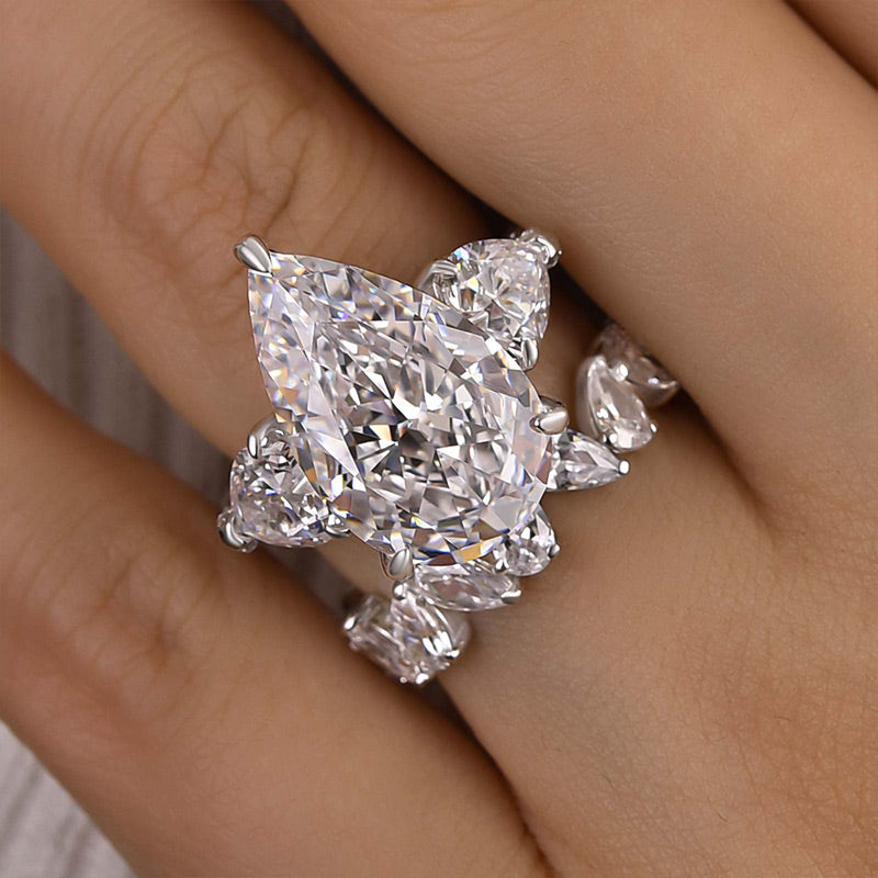 Aurellia Pear Three Stone Set White Gold