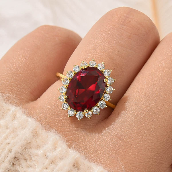 Aurellia Oval Red Sapphire Halo Ring White Gold