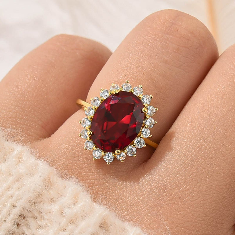 Aurellia Oval Red Sapphire Halo Ring White Gold
