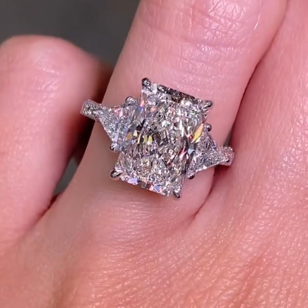 Aurellia Radiant Three Stone Ring White Gold