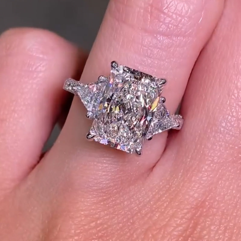 Aurellia Radiant Three Stone Ring White Gold