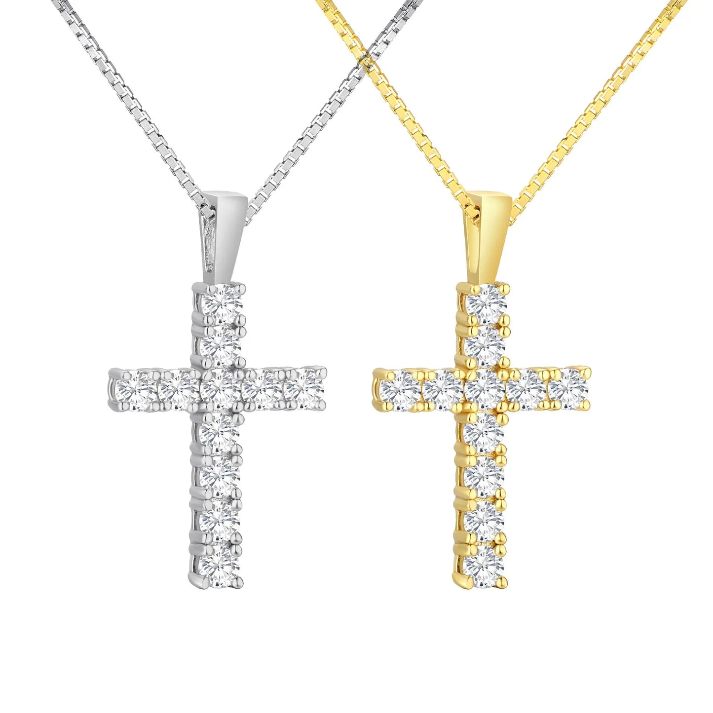 Aurellia Jewelry Moissanite Cross Necklace | Unisex VVS Moissanite Pendant | 925 Sterling Silver Faith Jewelry Gift