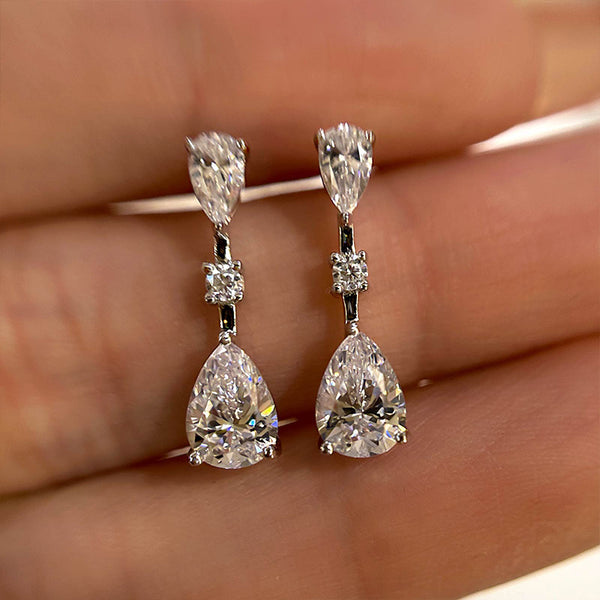 1.0Ct Elegant Pear Cut Women's Earrings In Sterling Silver