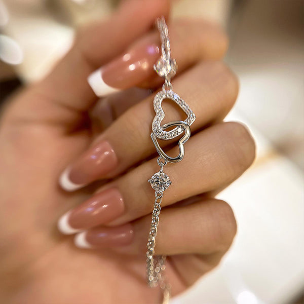 Aurellia Double Heart Bracelet White Gold