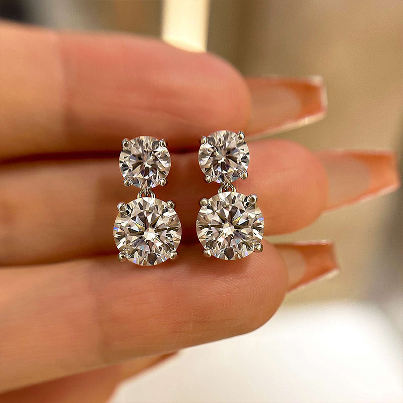 2.0Ct Exquisite Round Cut Drop Earrings In Sterling Silver