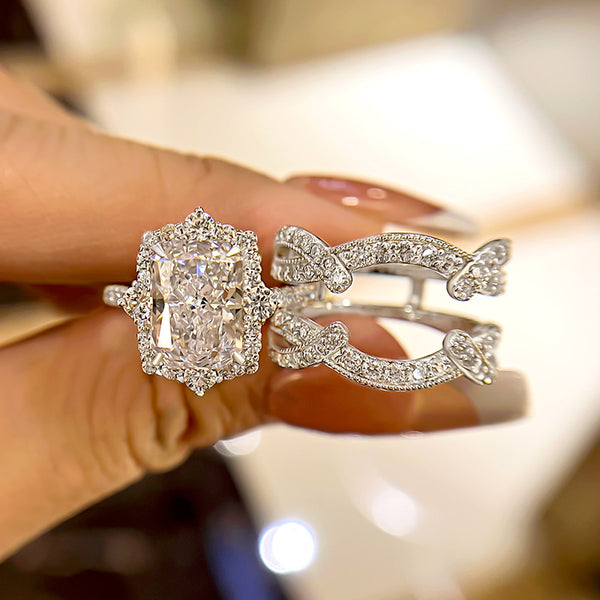 Aurellia Vintage Halo Radiant Insert Set White Gold