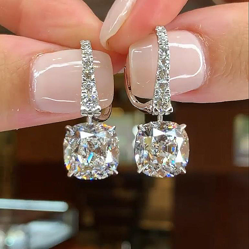 5.5Ct Exquisite Cushion Cut Women's Earrings In Sterling Silver