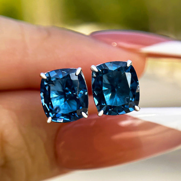 2.0Ct Noble Cushion Cut Montana Blue Sapphire Earrings
