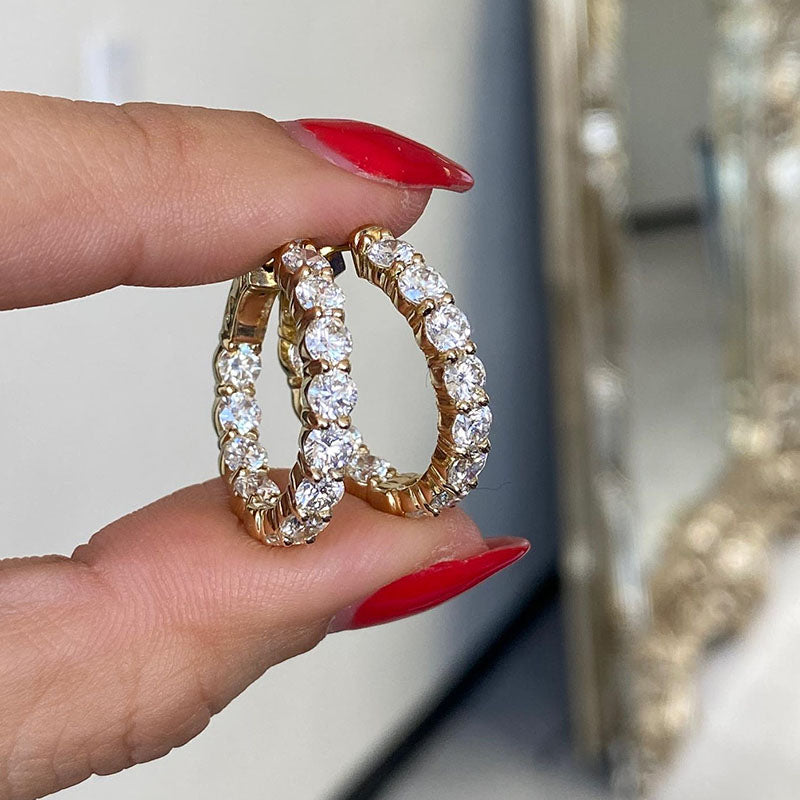 2.8CT Unique Hoop Earrings In Sterling Silver