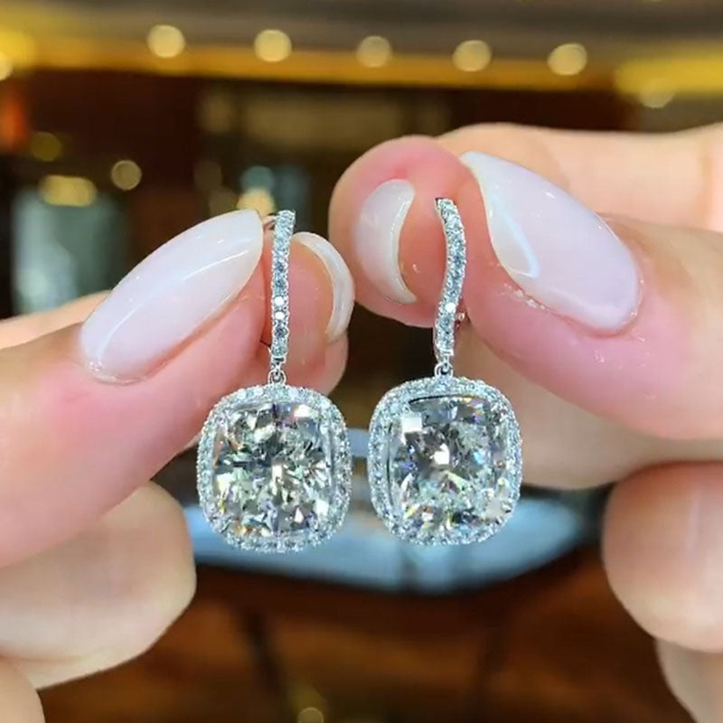 4.5Ct Special Halo Design Cushion Cut Women's Earrings