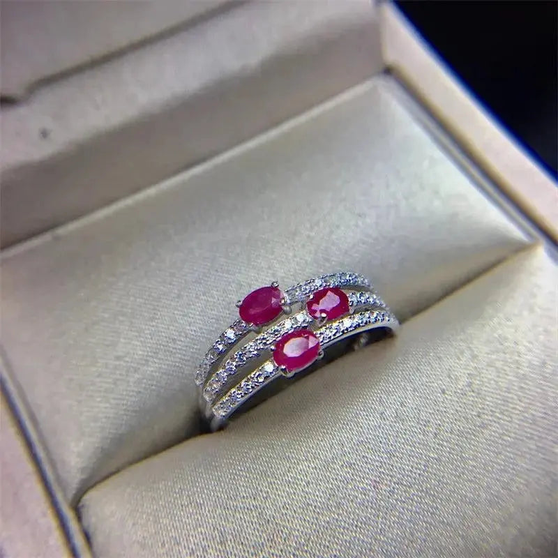 925 Sterling Silver Ruby Rose Gold Birthstone Wedding Ring My Store