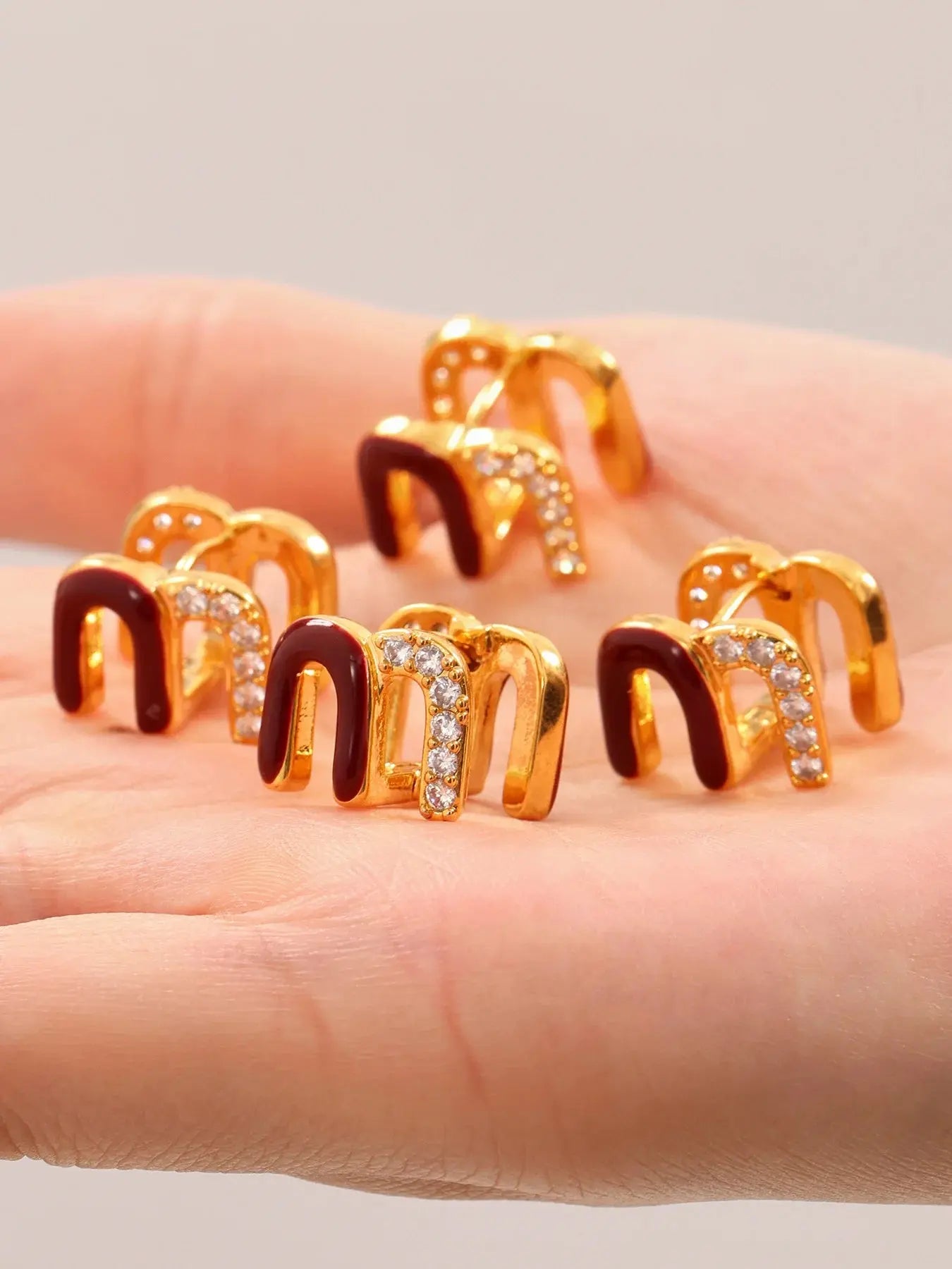 Wine Red Enamel Earrings For Women Copper Gold Plated My Store