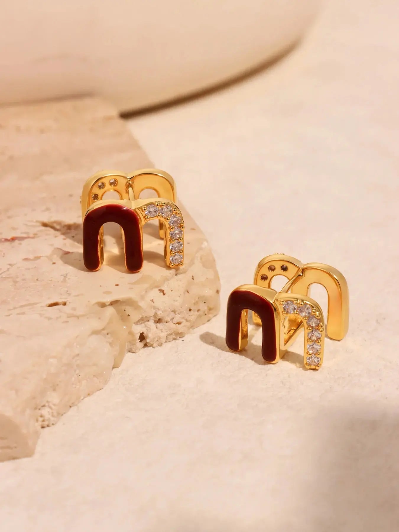 Wine Red Enamel Earrings For Women Copper Gold Plated My Store