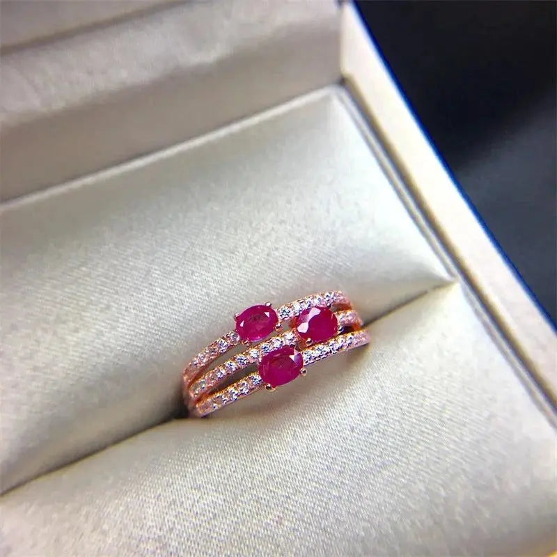 925 Sterling Silver Ruby Rose Gold Birthstone Wedding Ring My Store