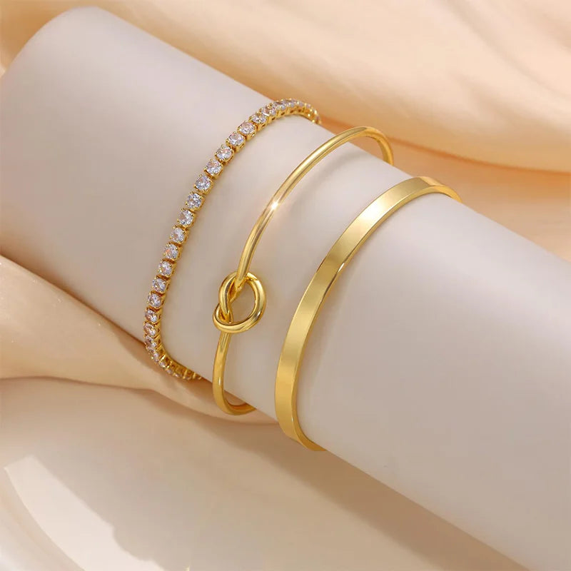 3Pcs Gold Plated Bracelets