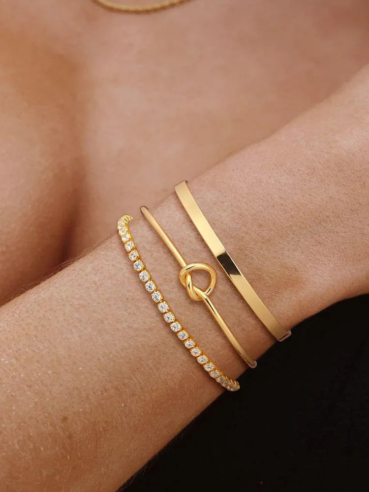 3Pcs Gold Plated Bracelets