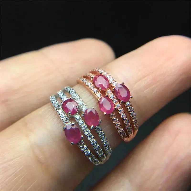 925 Sterling Silver Ruby Rose Gold Birthstone Wedding Ring My Store