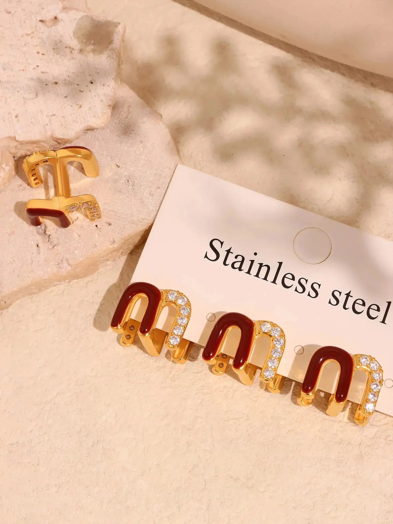 Wine Red Enamel Earrings For Women Copper Gold Plated My Store